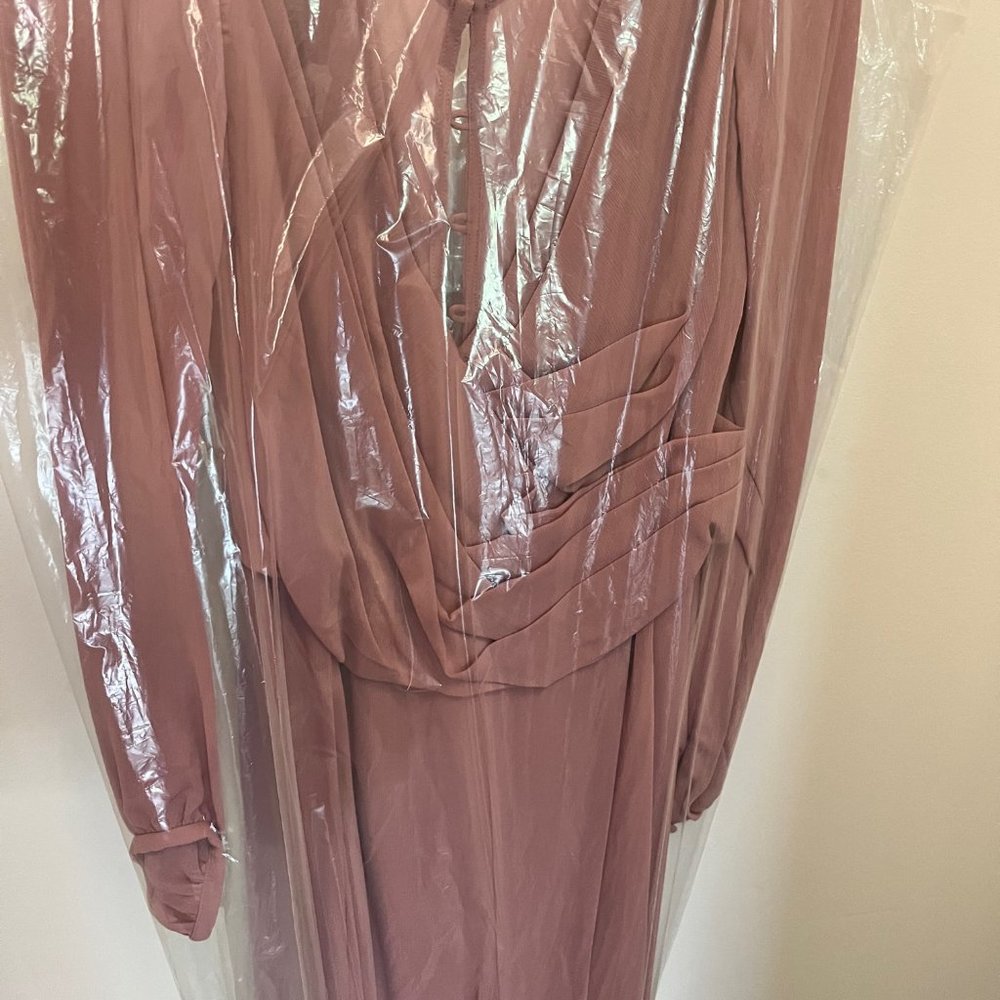 Watters Long Sleeve Dusky Rose Maxi Dress